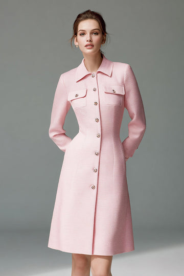 Robe blazer courte rose à col corvéolé